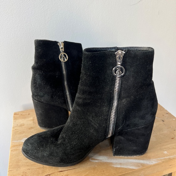 Wishbone Collection Black Suede Heeled Boots - Picture 2 of 4